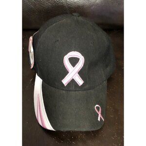 Breast Cancer Black w/Pink Baseball Cap Hat Adjustable Adult Size OSFM